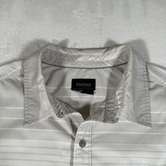Marmot Shirt Men Size XXL Striped Short Sleeve Single Pocket Comfort For Life - Picture 3 of 11